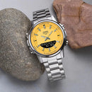 Casio Illuminator Yellow Dial Stainless Steel Watchs